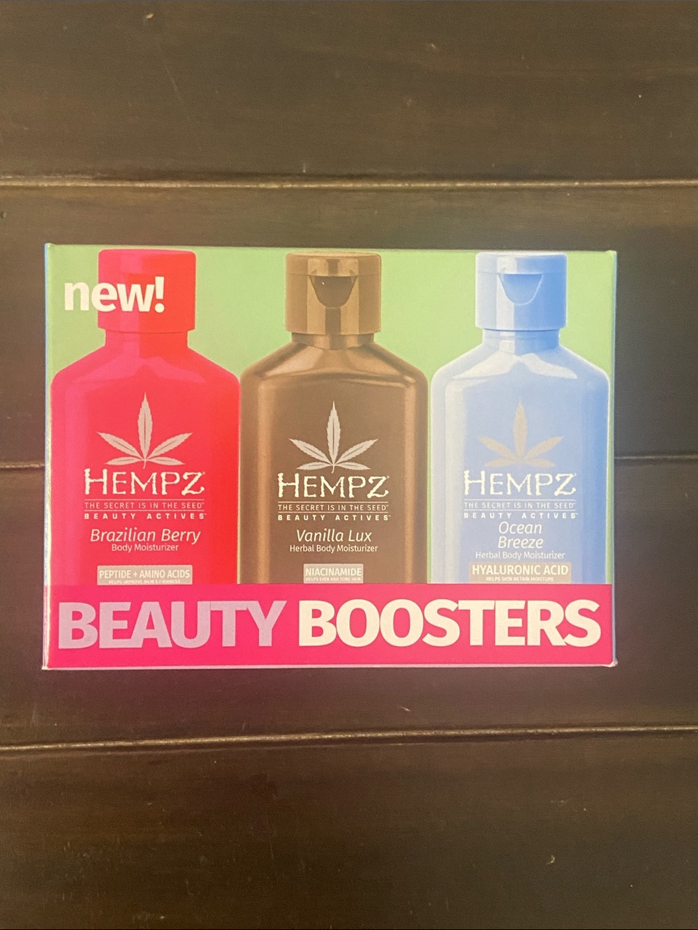 Hempz Beauty Boosters Gift Set; Ocean Breeze, Vanilla Lux, and Brazilian Berry
